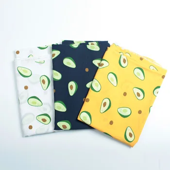 

Vintage printed black background green leaf yellow lemon Handmade diy fabric fabric twill satin