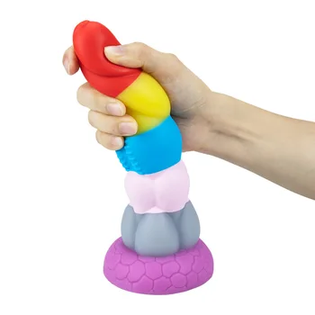 Rainbow Gay LGBT Colorful Anal Toys Big Horse Dildos Fisting BDSM Penis Cock XXL Monster Silica Gel Dildo Chastity Lesbian 6