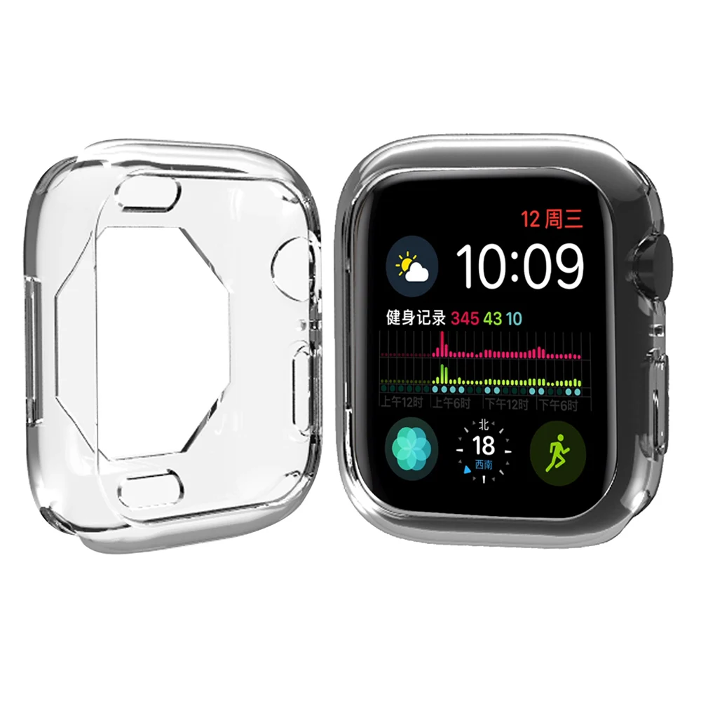 Чехол для часов Apple Watch Case5, 4, 3, 2, 1, 40 мм, 44 мм, прозрачный чехол из ТПУ, защитная пленка для экрана iWatch