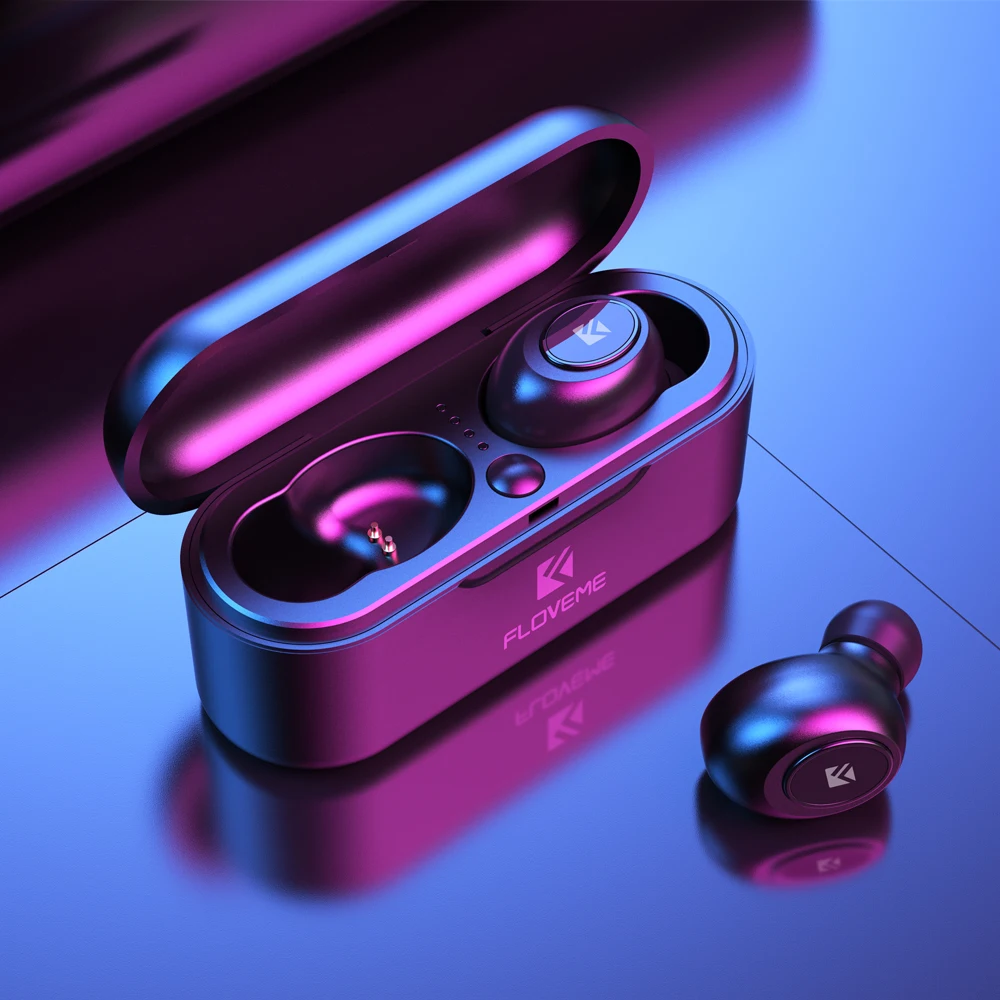 

FLOVEME Bluetooth Wireless Earphone Headphone Mini TWS5.0 Sport Earphones Headset 3D Stereo Sound Earbuds Micro Charging Box