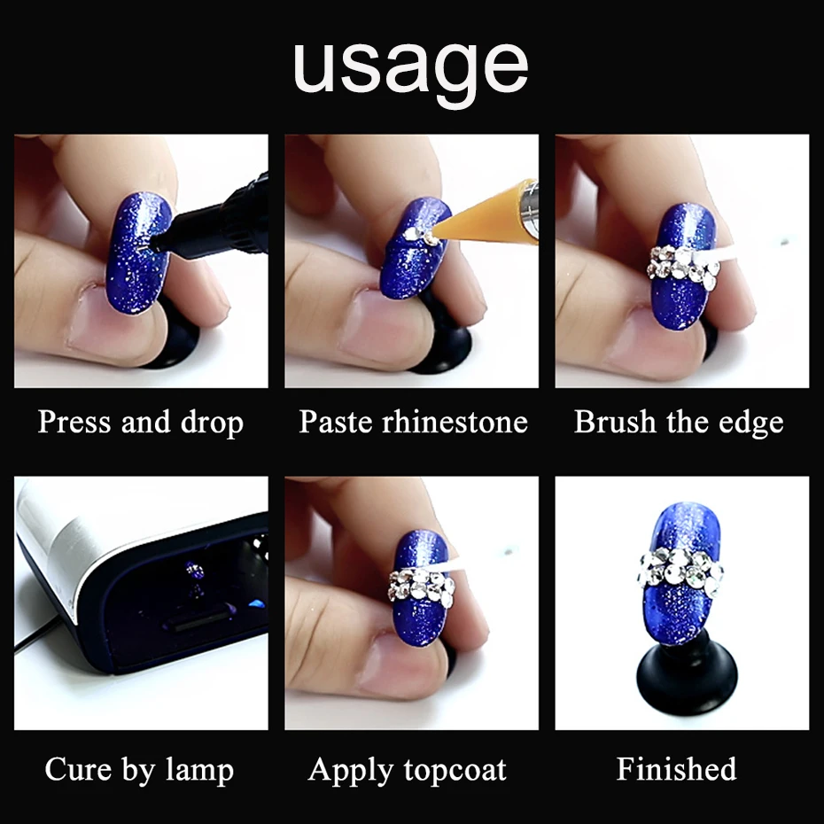 10ml Adhesive Glue Nail Art Gel For Rhinestones Decorations No Wipe Jewelry Strong Gel Top Coat DIY Manicure Accessories LA953 (8)