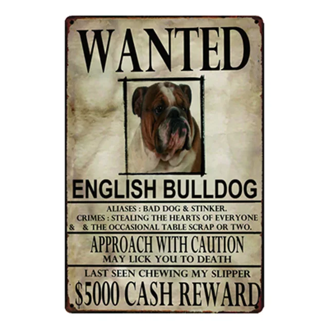 Шиба ину/Французский бульдог/Beagle/Grayhound собаки хотели металлический знак оловянный Плакат Бар домашний декор настенная живопись - Цвет: 20