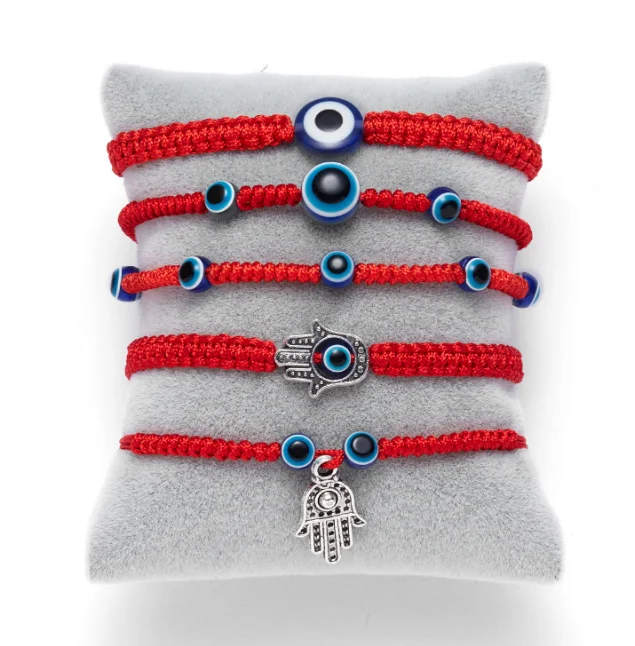 5 Style Hand Braided Lucky Red String Charm Bracelet Women Men Blue Evil Eye Round Beads Fashion Friendship Jewelry |
