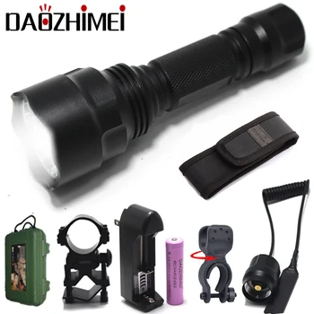 

Hunting light C8 Tactical flashlight XML T6 Q5 L2 led torch+18650 battery /Charger +Pressure Switch+ Mount +Rifle Gun Light Lam