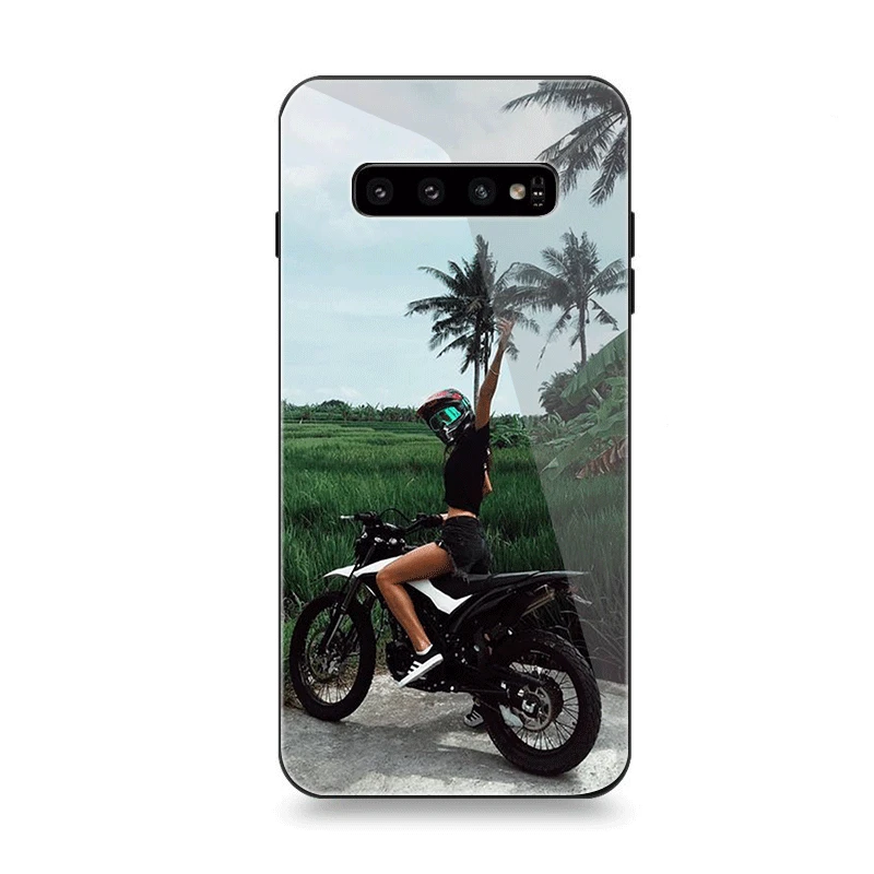 Чехол для телефона Стекло для samsung A40 A50 A10 A20 A30 A60 A70 S10 S7 край S8 S9 Note 8 9 10 плюс Чехол Байкерская мотоциклетная куртка для девочек девушки