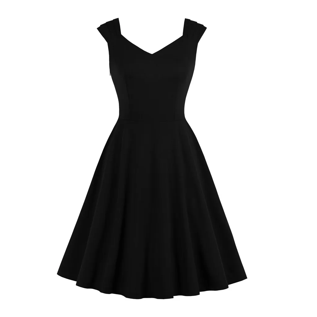 Fashion Women Summer Dress Sleeveless Camisole V Neck Casual Black