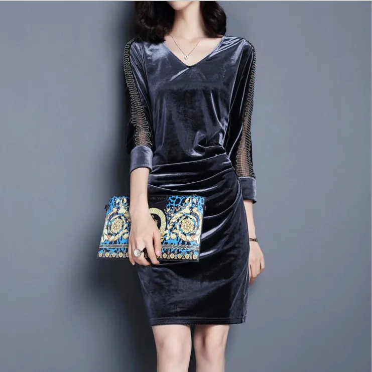 Hebaoli новинка vogue Ретро стиль бархат пэчворк v-образный вырез пуловер низ средняя