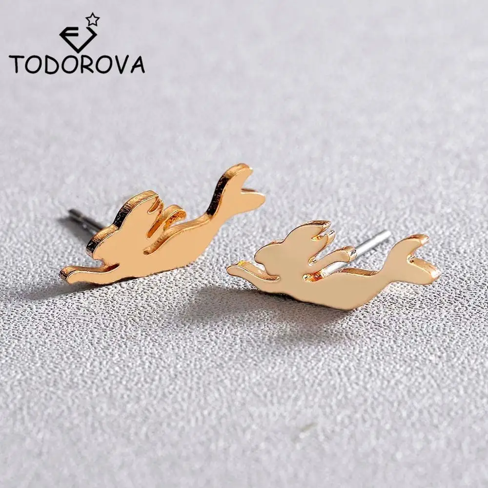 

Todorova Mermaid Figure Stud Earrings Romantic Bijoux Jewelry Women Accessories Ear Pin Gifts for Girls Brincos Feminino