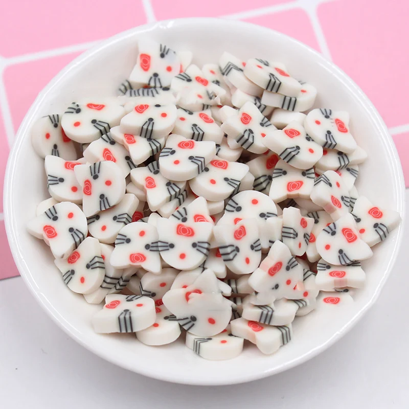 white KT 50 г/лот, утиный медведь, полимерная Горячая глина, посыпки для поделок, Мультяшные животные, кусочки, маленькие милые пластиковые, Klei, частицы грязи, украшение, 1 см - Цвет: white KT