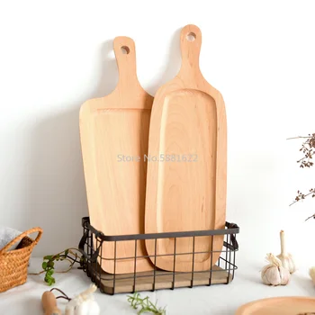 

Household Ring Rectangular Breadboard Fruit Board Thick Large Cake Pan Japanese Beech Tray