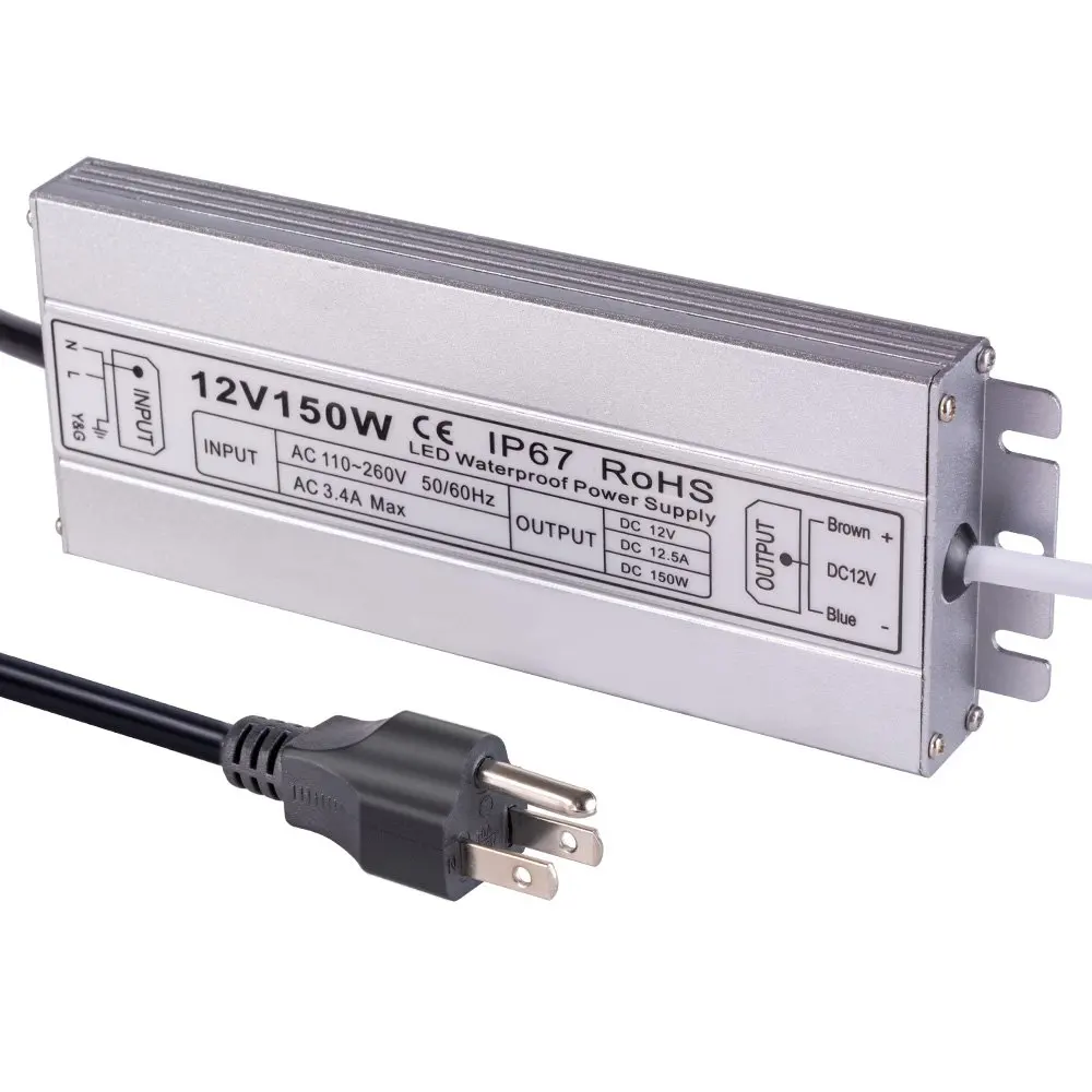 150W DC 12V Ip67 Водонепроницаемый светодиодный адаптер трансформатора питания драйвера для гирлянда с наружной