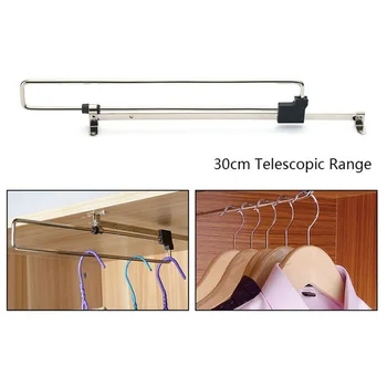 

Pull Out Rail Extending Rack Space Saving Wardrobe Cabinet Hanger Clothes Towels Organizer Storage sliding bar Holder
