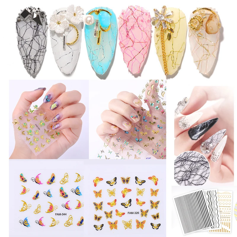 

Nail Art Sticker Set Water Decal Silder Butterflies Designs Nail Stickers Watermark DIY Colorful Tips Nail Decals Manicure Tool