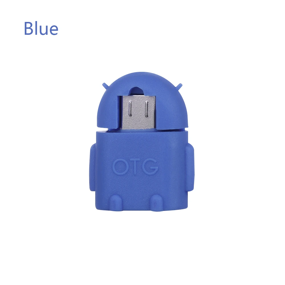 Blue Микро USB к USB 2,0 Мини робот OTG адаптер конвертер для Android телефон Мышка для планшета USB флэш-накопители Аксессуары для мобильных телефонов - Цвет: Blue