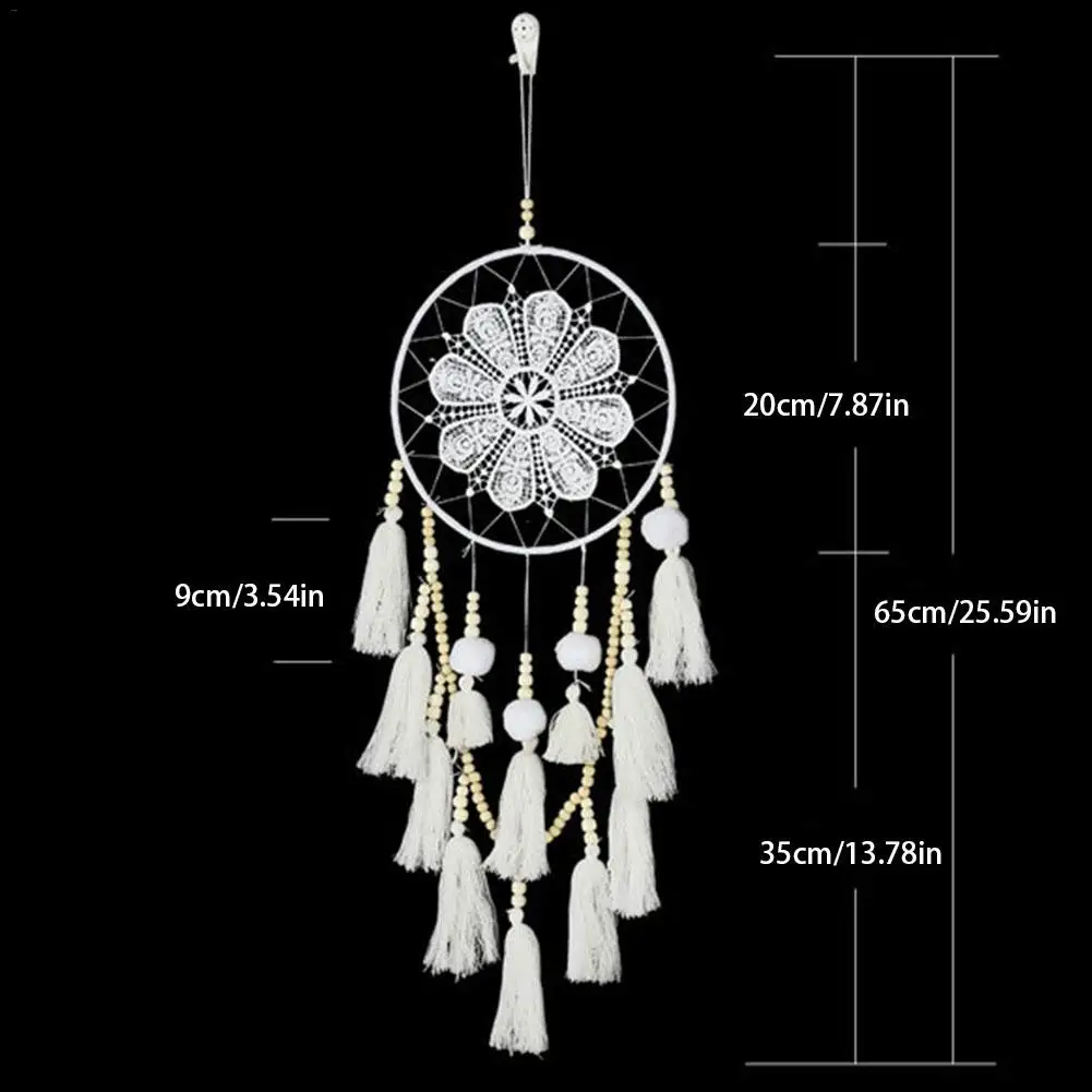 Handmade Dream Catcher with Tassel Indian Style Woven Wall Hanging Decoration White Dreamcatcher Wedding Party Hanging Decor
