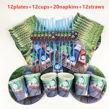 

56pPcs Thomas Train Theme Disposable Tableware Kids Boys Birthday Party Decoration Paper Plate+Cup+Napkin+Straws Supplies