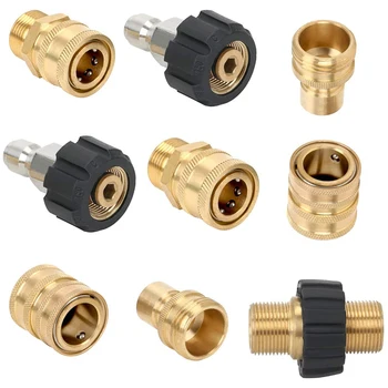 

NEW-Pressure Washer Adapter Kit Quick Disconnect Kit M22 14mm Rotation to 3/8 Inch Quick Connect, 3/4 Inch Quick Disconnect