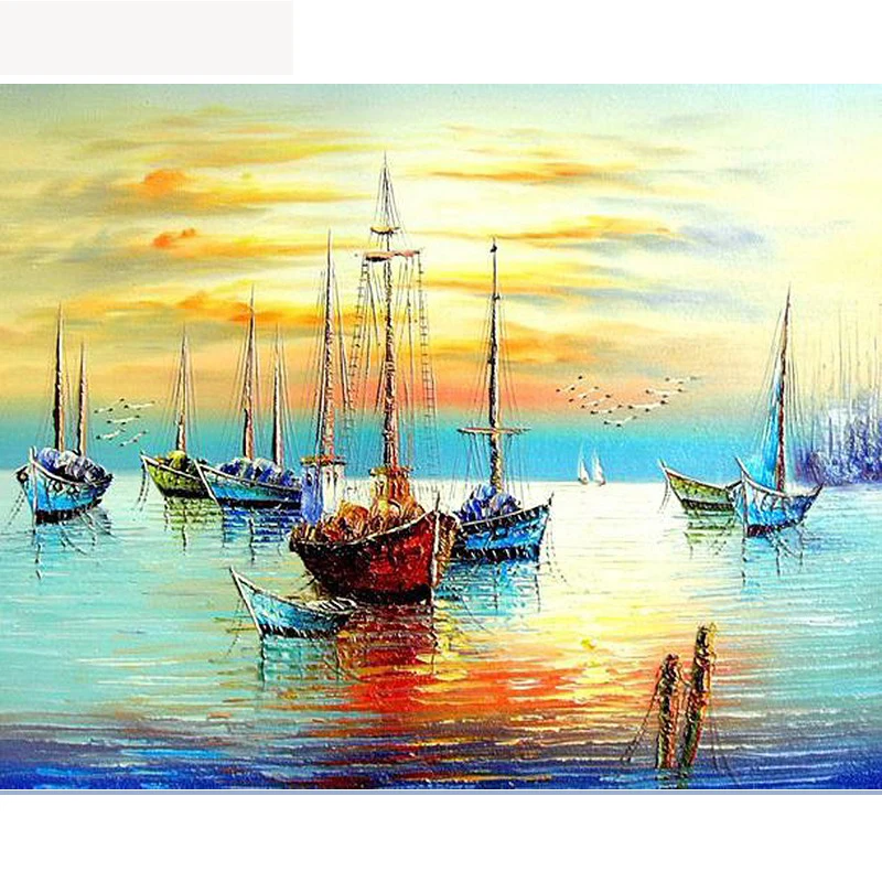 

Boat Modern Wall Art Pictures DIY Painting By Numbers For Adult Drawing Canvas Coloring By Number Home Decor Artwork Unique Gift
