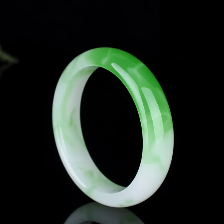 

Natural widened Myanmar jade bracelet ice waxy jade light green girl Wangfu Jade Bracelet