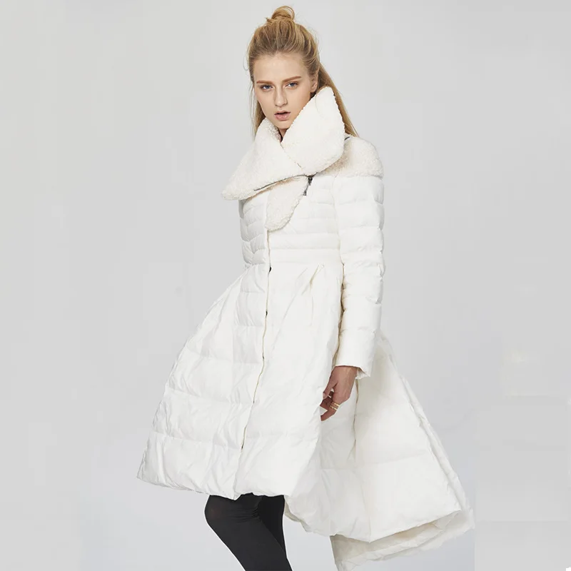 Зимний продукт, модный пуховик, женское Свободное пальто, большой свободный подол, длинный тип, парка, пальто, темперамент, Женская белая/Черная куртка