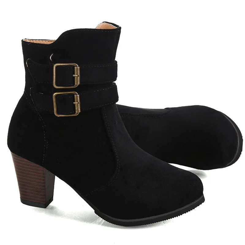 

Women Ankle Boots 2019 Autumn Women Shoes Lace-up Women Martin Boots Botas De Mujer Plus Size 35-43 Pike Heel Ankle Boots