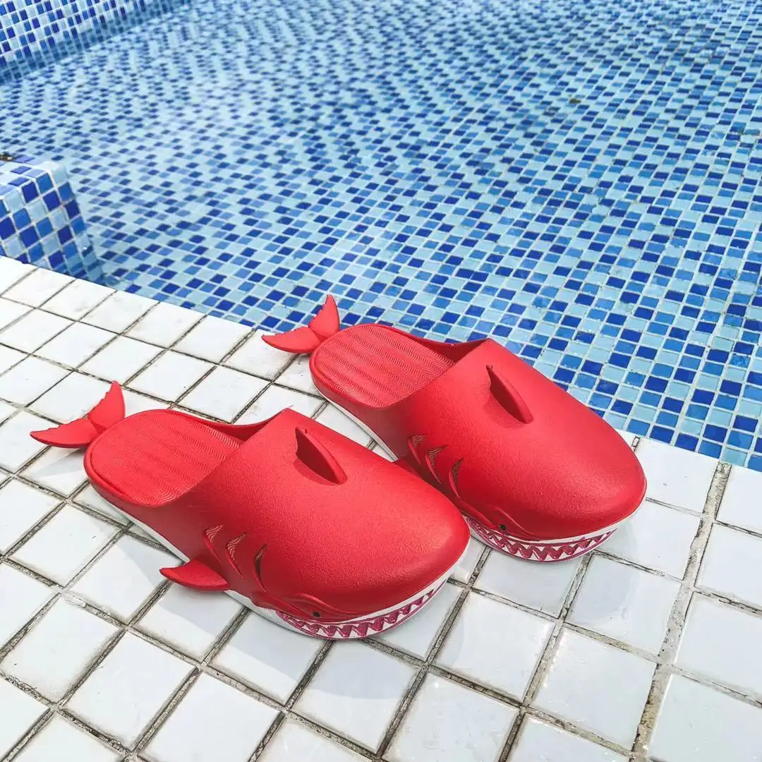 Beach Slippers Fish Man Shark Slippers Slippers Men Shark Red