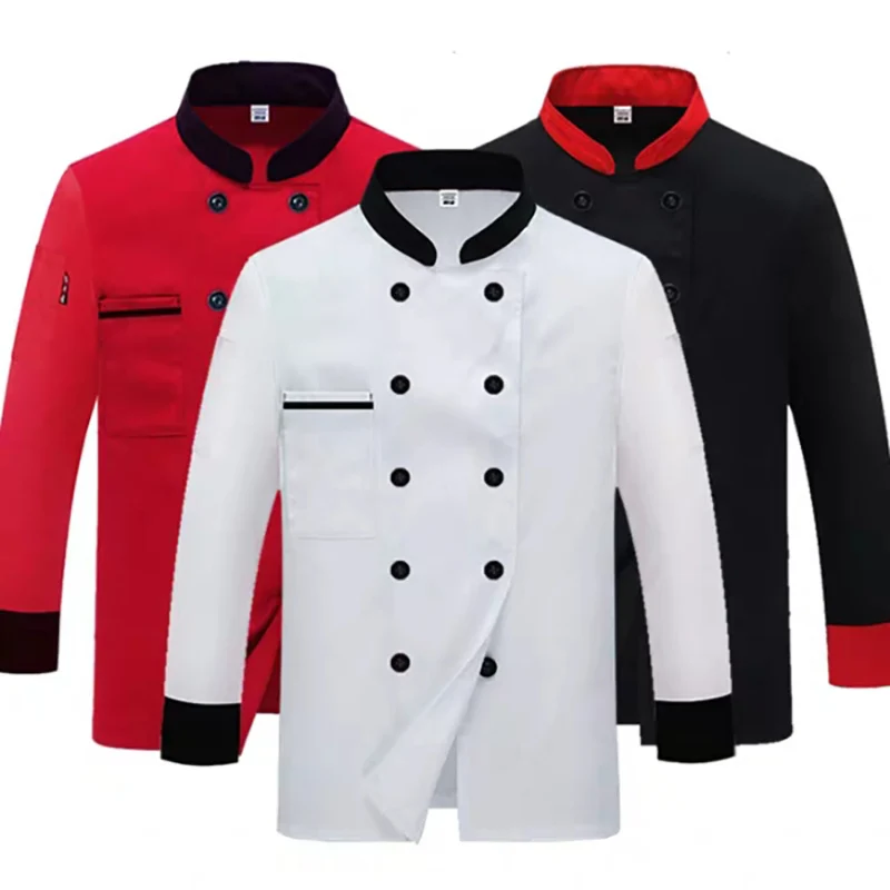 

Unisex Chef Jacket Long Sleeve Men Women Restaurant Kitchen Cook Coat Catering Waiter Baker Uniform