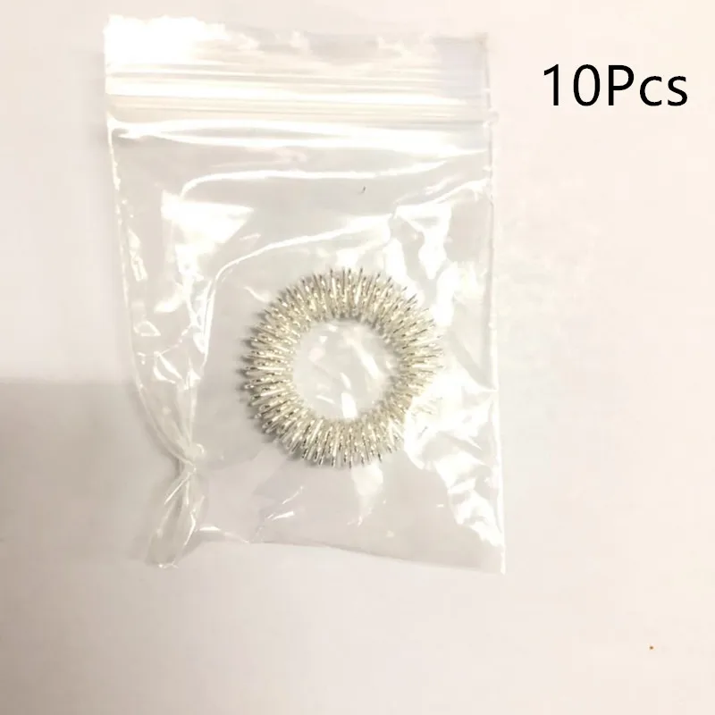 Silver 10Pcs 10/1 шт. палец кольцо игрушка, игрушка для снятия стресса, сенсорные Весна кольца на пальцы аутизма анти игрушка стресс пальцев детей Акупрессура сообщение кольцо - Цвет: Silver 10Pcs