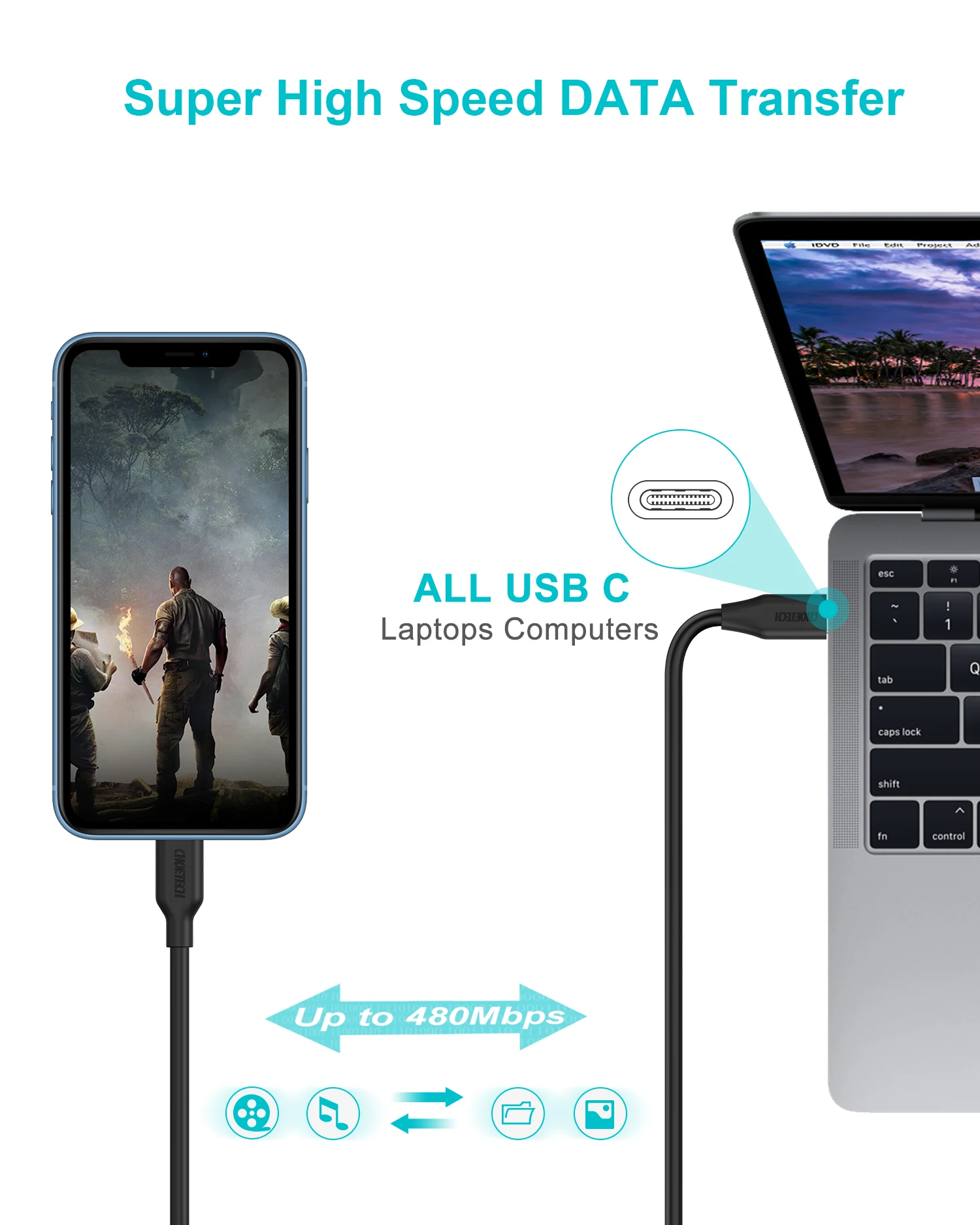 CHOETECH 2 м MFi USB C к Lightning Кабель для iPhone 11 XR XS Max X type-C кабель для быстрой зарядки данных для iPad Macbook USB-C кабель