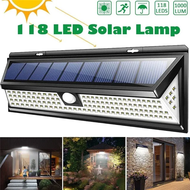 104 LED Fonctionne à l'énergie solaire cour Seeway 3 modes Étanche Pour jardin Grand angle de 270 ° Lampes solaires de sécurité d'extérieur avec détecteur de mouvement 