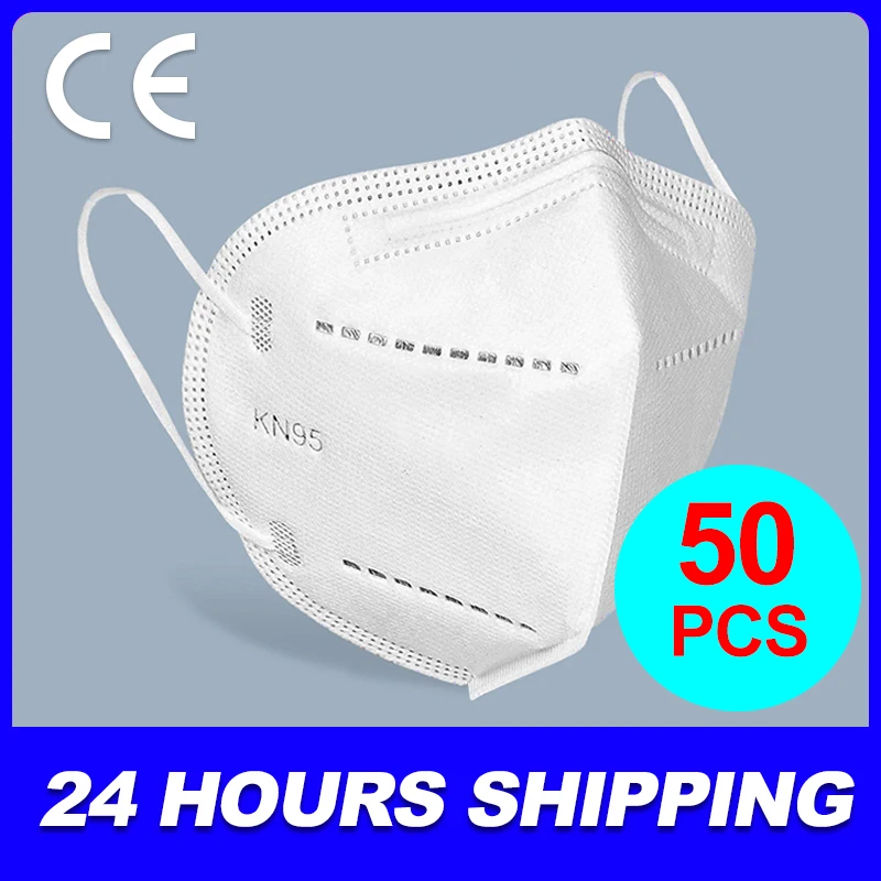 

50pcs KN95 Mask KN95 Face Mask FFP2 Mask Resuable Non Woven PM2.5 Anti Dust Masks Mouth Masks KN95 Face Masks N95 50pcs