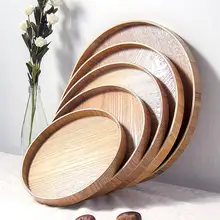 Dishes Server Snack Round-Tray Deseert-Plate Wood Japanese-Style Teaboard Tea-Food Natural