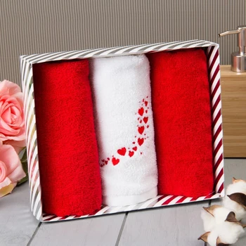 

Set of towels "Hearts" 30x60 cm - 3pcs