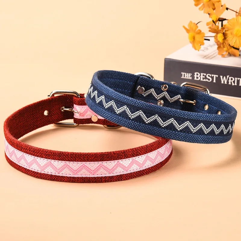 Dog Collar with Bell Palid Adjustment Length S XL Leash Lead for Pets