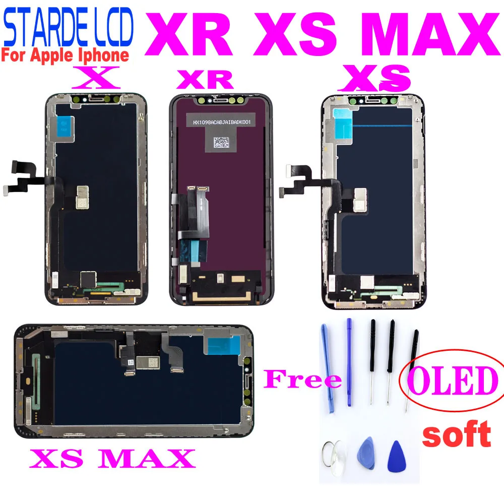 

AAA+ Oled LCD For iPhone X XR Xs Max LCD Dispaly Touch Screen Digitizer Assembly with Frame Repalcement LCD Screen