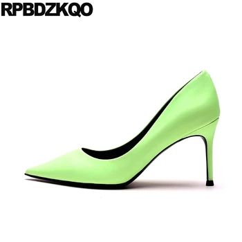 

pointed toe Winkle Picker 8cm green shoes for women size 4 34 2019 pumps runway high heels thin italian scarpin ladies stiletto