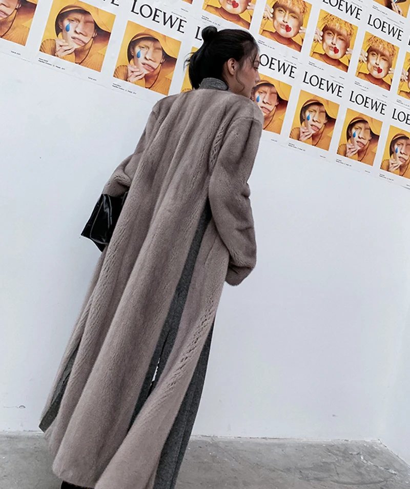 Fang Tai Fur зимние импортные бархатные норковые меховые пальто двойные шерстяные товары норковая шуба женские х-длинные пальто из натурального меха
