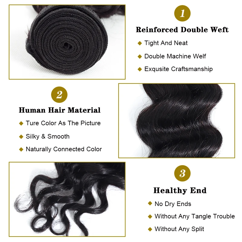 Uneed волосы малазийские свободные глубокая волна 3 пучка с 360 синтетический фронтальный Закрытие Remy человеческие волосы переплетения пучок s с 360 фронтальной