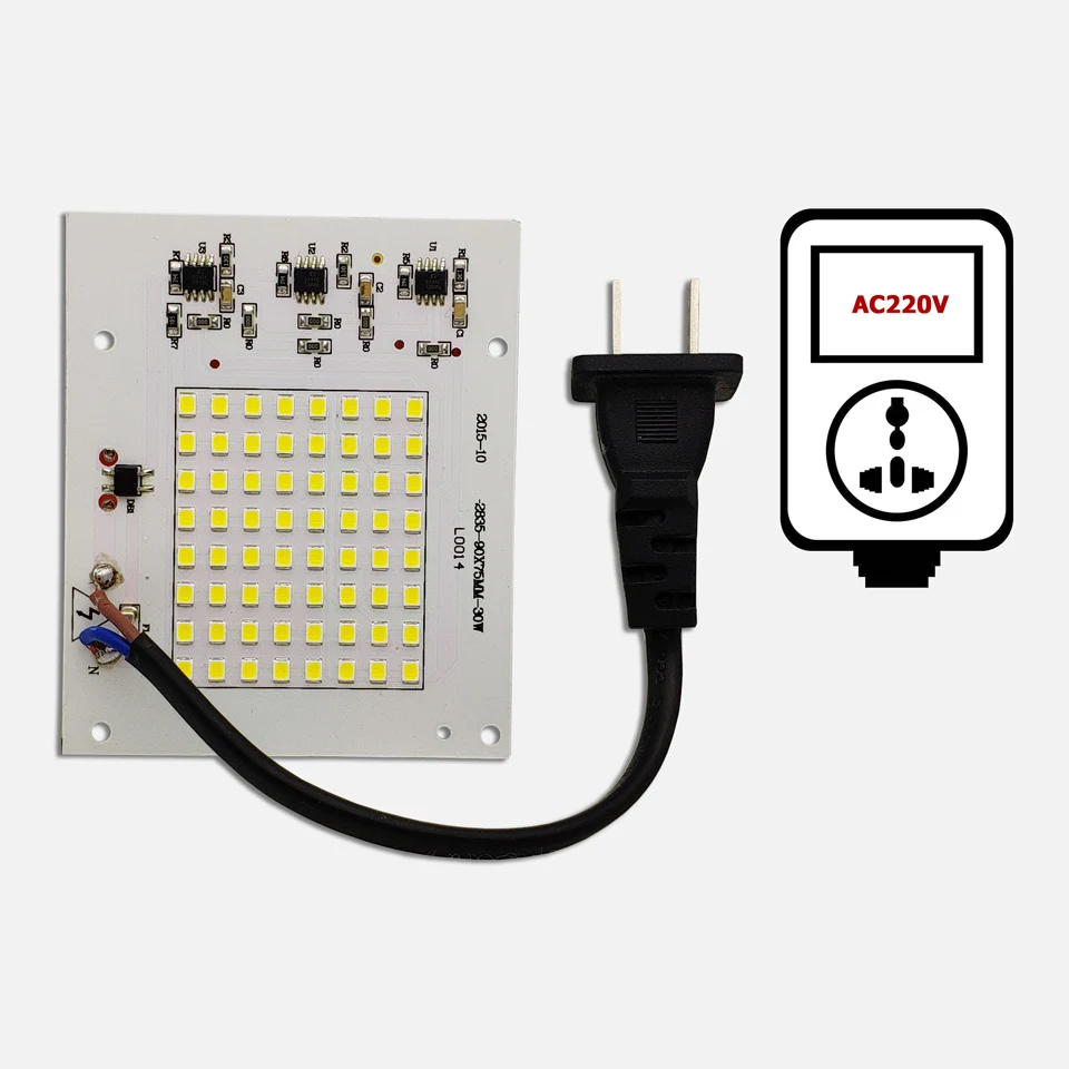 AC220V светодиодный PCB 20 Вт 30 Вт 50 Вт 100 Вт 200 Вт Светодиодный модуль прожектора алюминиевая пластина белый/теплый SMD2835 умный IC драйвер для прожектора лампы