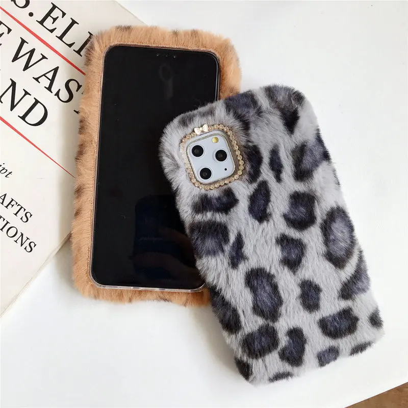 

Honor 20 Pro V20 30 30S 30 Pro V30 Pro Note 8 10 Play 3 4 4T 4T Pro 9X Lite 30 Lite Leopard Plush Keep warm Shiny diamond Case