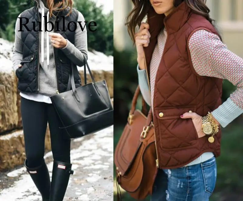 

Rubilove Women arrival Slim coats New Brand Women Sleeveless Jacket Winter Vest Female Slim Vest Women's Windproof Warm Waistcoa