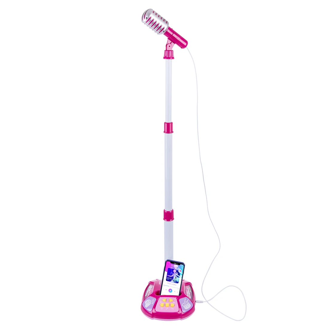 Children Karaoke Song Singing Machine Microphone Stand& Lights Toy Musical Instrument for Girls Boys Christmas Gift- Red/Pink