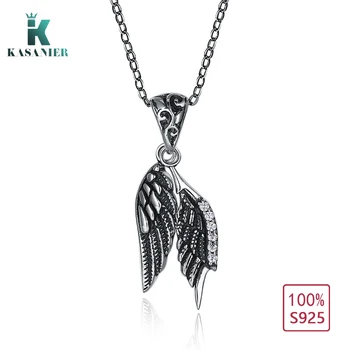 

KASANIER New 100% 925 Sterling Silver Fashion Wing Pendant Necklace Men Hip Hop Rock Jewelry Factory Price
