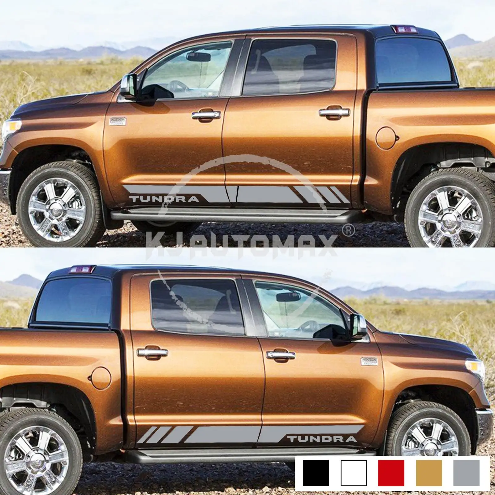 KJAUTOMAX для Toyota Tacoma TUNDRA черный винил боковая полоса комплект наклейка стикеры Серебряный Молдинг двери защита порога