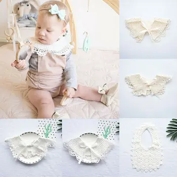 

Newborn Baby Girl Kids Cotton Lace Crochet Bow Bibs Cloths Infant Kids Feeding Bib Burp Cloth Saliva Towels Cute Towel Feeder