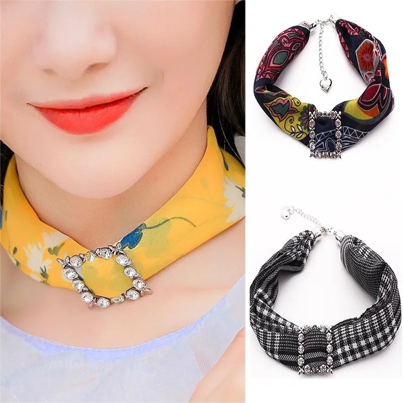 

necklace silk pendant scarf short collarbone small pendant scarf neck jewelry accessories chiffon itemem embellishment woman