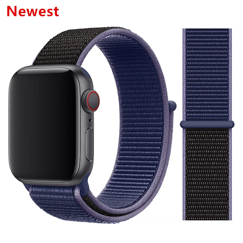New Midnight blue Нейлоновый спортивный бесшовный мягкий для наручных часов iwatch серии 4/5/3/2/1 дышащий замена ремешок для наручных часов Apple Watch 38 мм/40 мм/42 мм/44 мм - Цвет ремешка: New Midnight blue