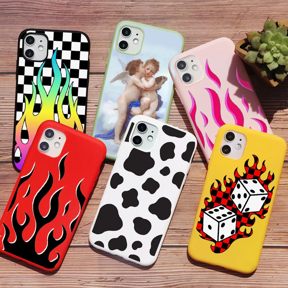 Винтажный чехол для телефона с рисунком ангела пламени коровы iPhone 12 pro 11 max XR X XS MAX 6