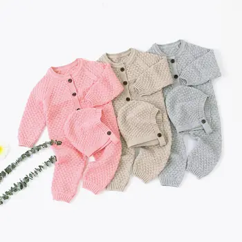 

0-24M 2PCS Newborn Baby Boy Girl Knit Romper Wool Sweater Jumpsuit Bodysuit +Hat Outfits