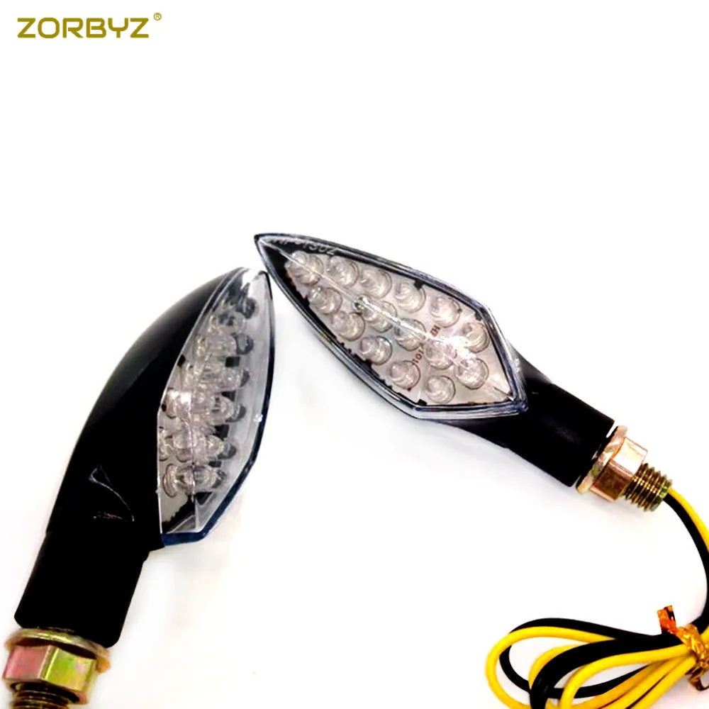 ZORBYZ 1 пара мотоцикл черный 12 В 15 светодиодный указатель поворота светильник мигалка Индикатор с Янтарный светильник для Honda Yamaha Suzuki Kawasaki